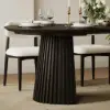 Modern 47"-79" Extendable Black Wood Dining Table with Fluted Base, Seats 4-6