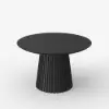 Modern 47"-79" Extendable Black Wood Dining Table with Fluted Base, Seats 4-6