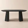 Modern 47"-79" Extendable Black Wood Dining Table with Fluted Base, Seats 4-6