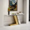 Silexa 60" Modern Console Table with White Sintered Stone Top