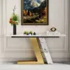 Silexa 60" Modern Console Table with White Sintered Stone Top