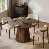 Modern 47"-79" Extendable Walnut Wood Dining Table with Fluted Base, Seats 4-6