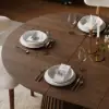 Modern 47"-79" Extendable Walnut Wood Dining Table with Fluted Base, Seats 4-6
