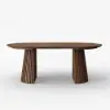 Modern 47"-79" Extendable Walnut Wood Dining Table with Fluted Base, Seats 4-6