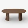 Modern 47"-79" Extendable Walnut Wood Dining Table with Fluted Base, Seats 4-6