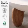 Curva 30" Round Concrete-Look Fiberglass Coffee Table with Wood Legs – White