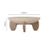 Curva 30" Round Concrete-Look Fiberglass Coffee Table with Wood Legs – Beige – Walnut – 95cm