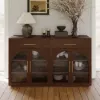 Arune 63" Walnut Wood Sideboard with Storage & Light