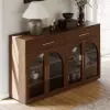 Arune 63" Walnut Wood Sideboard with Storage & Light