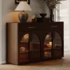Arune 63" Walnut Wood Sideboard with Storage & Light