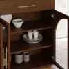 Arune 63" Walnut Wood Sideboard with Storage & Light
