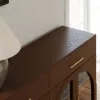 Arune 63" Walnut Wood Sideboard with Storage & Light