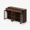 Arune 63" Walnut Wood Sideboard with Storage & Light