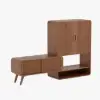 37" Ash Wood Veneer Fluted Shoe Storage Entryway Cabinet, Left Hand