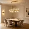 Mid-Century Modern 12-Light Crystal Firework Sputnik Kitchen Island Lighting in Gold