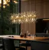 Mid-Century Modern 12-Light Crystal Firework Sputnik Kitchen Island Lighting in Gold