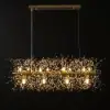 Mid-Century Modern 12-Light Crystal Firework Sputnik Kitchen Island Lighting in Gold