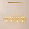 Mid-Century Modern 12-Light Crystal Firework Sputnik Kitchen Island Lighting in Gold