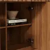 Aura 65" Ash Wood Slatted Walnut TV Stand with Sintered Stone Top