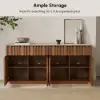 Aura 65" Ash Wood Slatted Walnut TV Stand with Sintered Stone Top