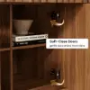 Aura 65" Ash Wood Slatted Walnut TV Stand with Sintered Stone Top
