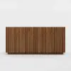 Aura 65" Ash Wood Slatted Walnut TV Stand with Sintered Stone Top