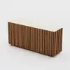 Aura 65" Ash Wood Slatted Walnut TV Stand with Sintered Stone Top