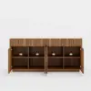 Aura 65" Ash Wood Slatted Walnut TV Stand with Sintered Stone Top