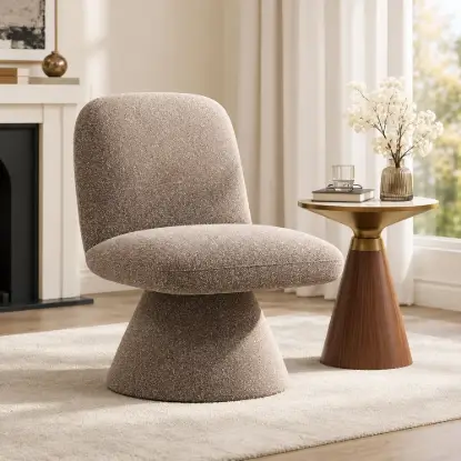 45 cm Performance Boucle Upholstered Swivel Slipper Accent Chair – AUD-H2739