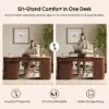 Velign 65" L-Shape Walnut Executive Desk with Drawers & Cabinet Right Hand