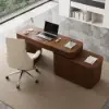 Velign 65" L-Shape Walnut Executive Desk with Drawers & Cabinet Right Hand