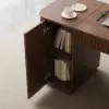 Velign 65" L-Shape Walnut Executive Desk with Drawers & Cabinet Right Hand