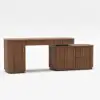 Velign 65" L-Shape Walnut Executive Desk with Drawers & Cabinet Right Hand