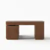 Velign 65" L-Shape Walnut Executive Desk with Drawers & Cabinet Right Hand