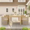 Wevara 78" Natural-Finish Aluminium Slatted Outdoor Dining Table in Natural