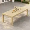 Wevara 86.6" Natural-Finished Aluminium Slatted Outdoor Dining Table in Natural