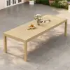 Wevara 104" Natural-Finished Aluminium Slatted Outdoor Dining Table in Natural