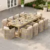 Wevara 104" Natural-Finished Aluminium Slatted Outdoor Dining Table in Natural
