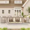 Wevara 78" Sand-Finished Aluminium Slatted Outdoor Dining Table in Sand