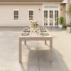 Wevara 87" Sand-Finished Aluminum Slatted Outdoor Dining Table in Sand