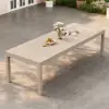 Wevara 104" Sand-Finished Aluminum Slatted Outdoor Dining Table in Sand