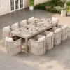 Wevara 104" Sand-Finished Aluminum Slatted Outdoor Dining Table in Sand