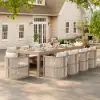 Wevara 104" Sand-Finished Aluminum Slatted Outdoor Dining Table in Sand