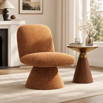 45 cm Performance Boucle Upholstered Swivel Slipper Accent Chair – AUD-H2747