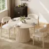 Modern 47"-79" Extendable Whitewash Wood Dining Table with Fluted Base, Seats 4-6