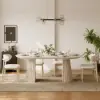 Modern 47"-79" Extendable Whitewash Wood Dining Table with Fluted Base, Seats 4-6