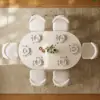 Modern 47"-79" Extendable Whitewash Wood Dining Table with Fluted Base, Seats 4-6