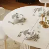 Modern 47"-79" Extendable Whitewash Wood Dining Table with Fluted Base, Seats 4-6