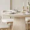 Modern 47"-79" Extendable Whitewash Wood Dining Table with Fluted Base, Seats 4-6
