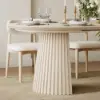 Modern 47"-79" Extendable Whitewash Wood Dining Table with Fluted Base, Seats 4-6